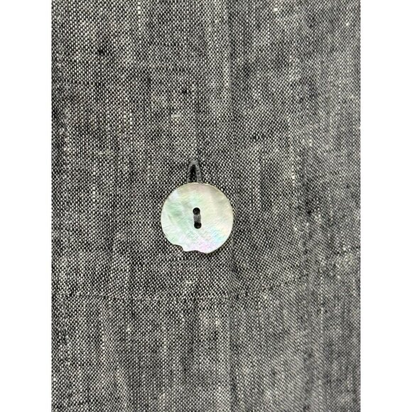 Flax Heathered Black Linen Button Down Blouse Jacket Pockets Lagenlook Size L - Picture 4 of 9